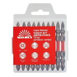 Биты S2 двухсторонние PH1+PH2х65 мм, 10 шт Vitals Master (187852)