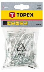 Купить Заклепки алюминиевые TOPEX 4.8 мм 50 шт 43E509