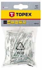 Купить Заклепки алюминиевые TOPEX 4.0 мм 50 шт 43E402