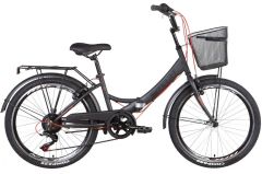 Купить Велосипед Formula 24 ST SMART Vbr трещотка   рама-15`` темно-серый с красным (м)   с багажником зад.