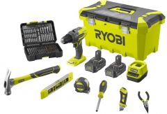 Купити Шуруповерт-дриль RYOBI R18PD3-220TAH з набором ручного інструменту та оснащенням