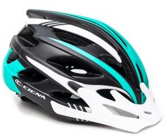 Купить Шлем велосипедный CIGNA WT-016, М (54-57см) с белым козырьком, черно-бело-бирюзовый