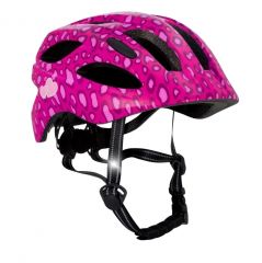 Купити Шолом велосипедний Crazy Safety підлітковий, М (54-58см) з ліхтариком (зарядка USB), рожевий