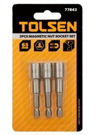 Головки магнітні Tolsen 8 мм 1/4 x 65 мм 3 шт